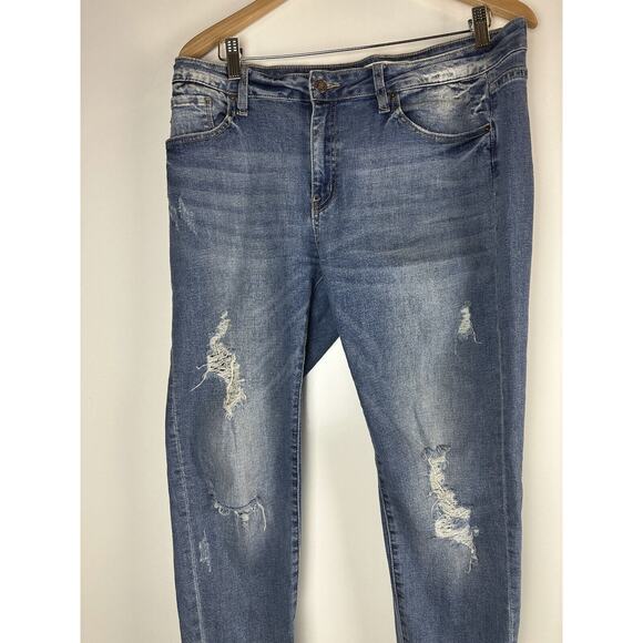 KanCan Distressed Mid Rise Ankle Skinny Jeans Stretch Denim Frayed Hem Size 15 - Picture 4 of 13